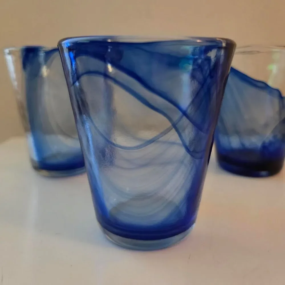Bormrioli-rocco Murano Cobalt Blue Swirl Glass Italian